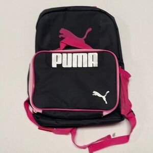 PUMA Girls black and pink backpack with detachable lunchbox